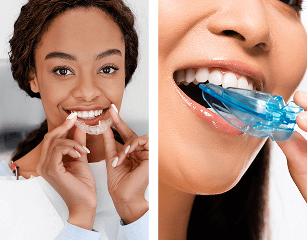 Woman about to wear mouth shield